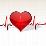 Red Heart with Heart Beat Line on Grid Background